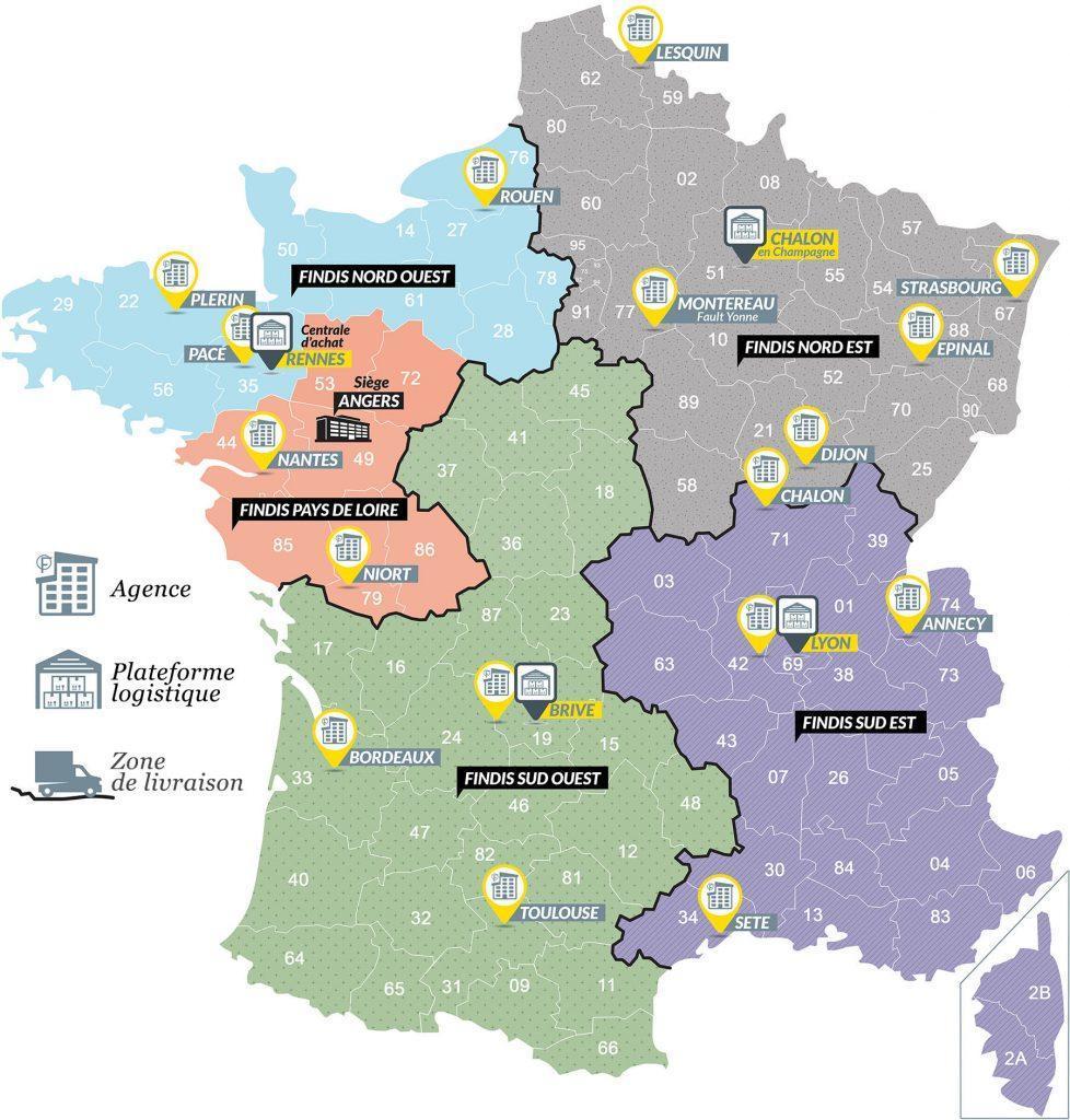 administrative divisions of France Implantations Groupe Findis EIS