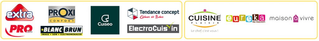 Les enseignes du distributeur electromenager culinaire bricolage Extra PRO & Cie Proxi Confort Blanc Brun Cuiseo Cuisine Plaisir Eureka Ma Maison